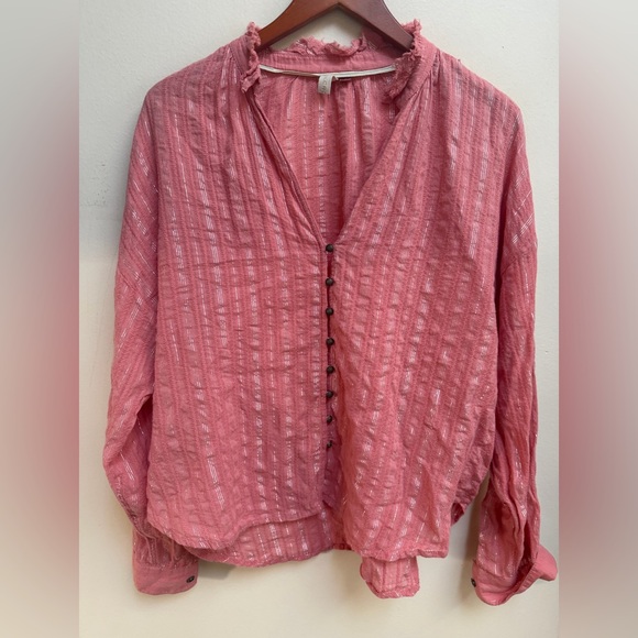 Pilco Anthropologie Pink Button-Up Women's Top - Picture 2 of 10